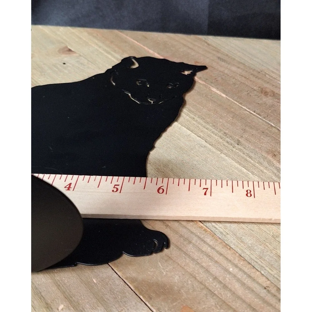 Vintage 1993 Enthuse Design Ann Munson Black Metal Cat Silhouette Candle Holder